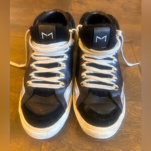 Marc Fisher leather faux fur sneakers